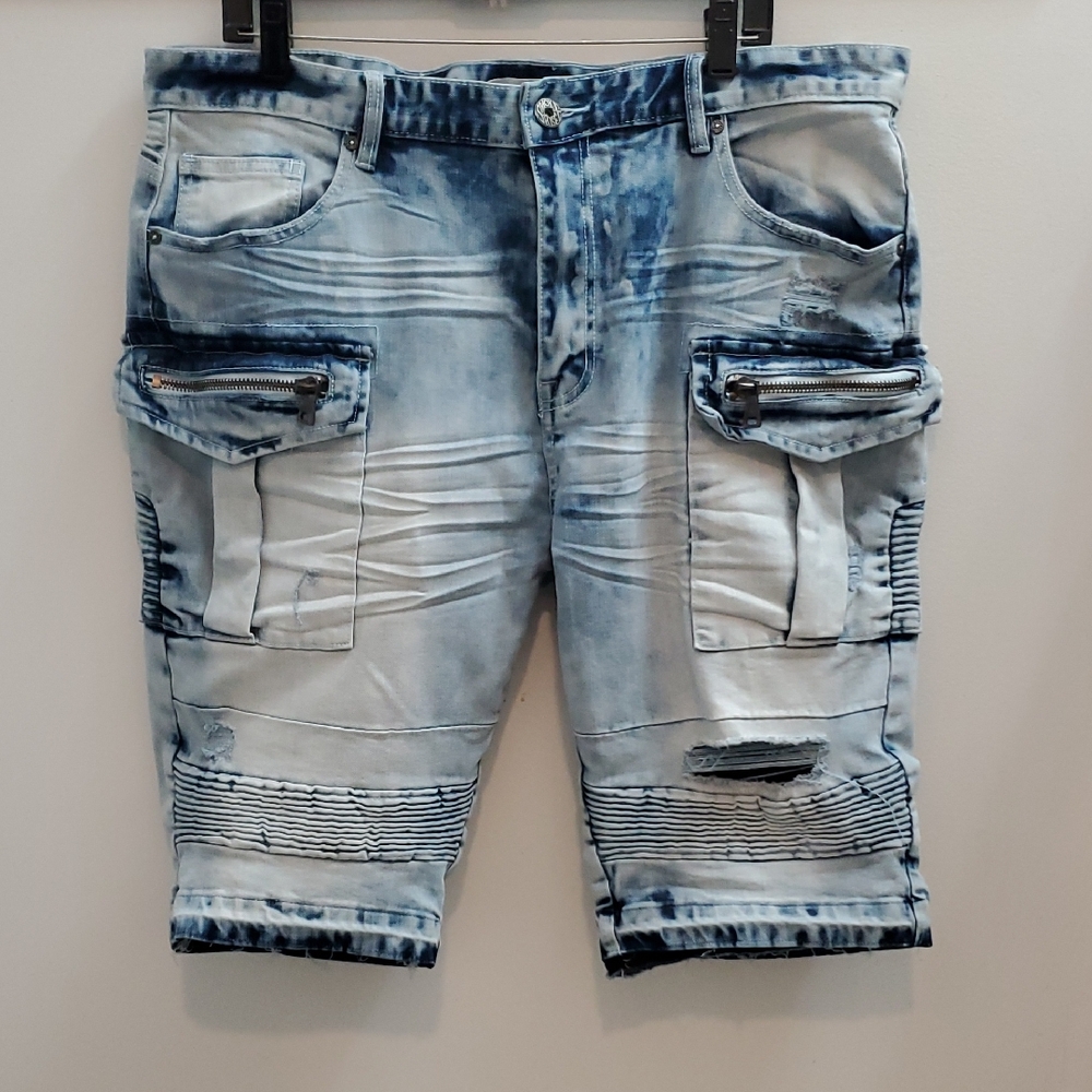 Smoke Rise Cargo Distressed Jean Shirts Size 40